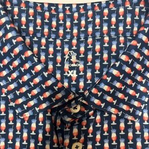 Rhoback Men's Navy Blue Cocktail Print Polo